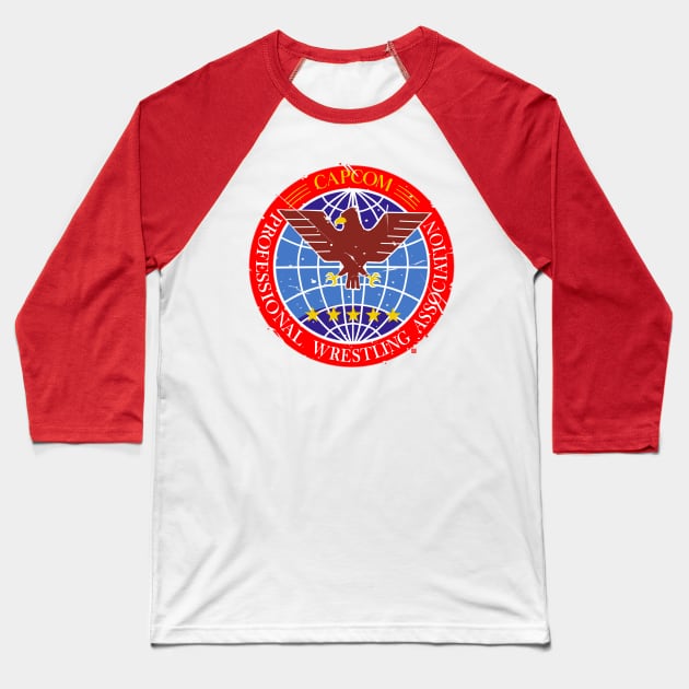 CAPCOM Pro Wrestling Association Baseball T-Shirt by PickledGenius